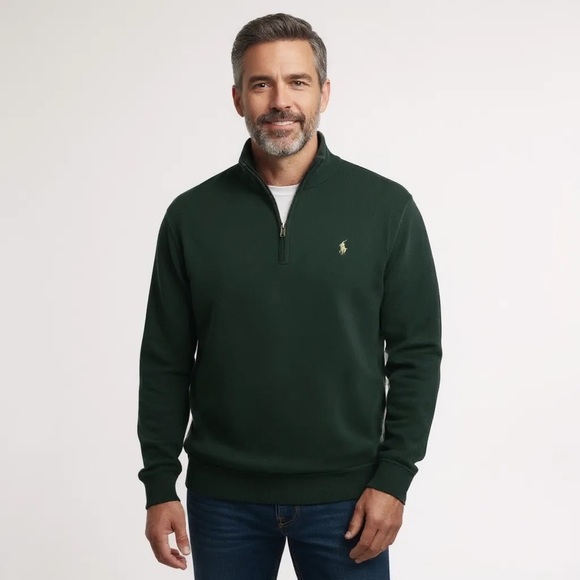 POLO RALPH LAUREN XXL Washed Black Mesh Knit 1/4 Quarter Zip R $138 - Picture 1 of 6